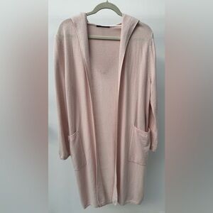Luisa Cerano Light Pink Wool, Silk & Cashmere Blend Long Duster Cardigan, Size 8